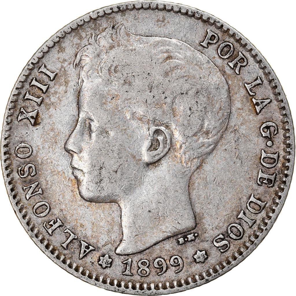 Coin, Spain, Alfonso XIII, Peseta, 1899, Madrid, EF(40-45), Silver, KM:706