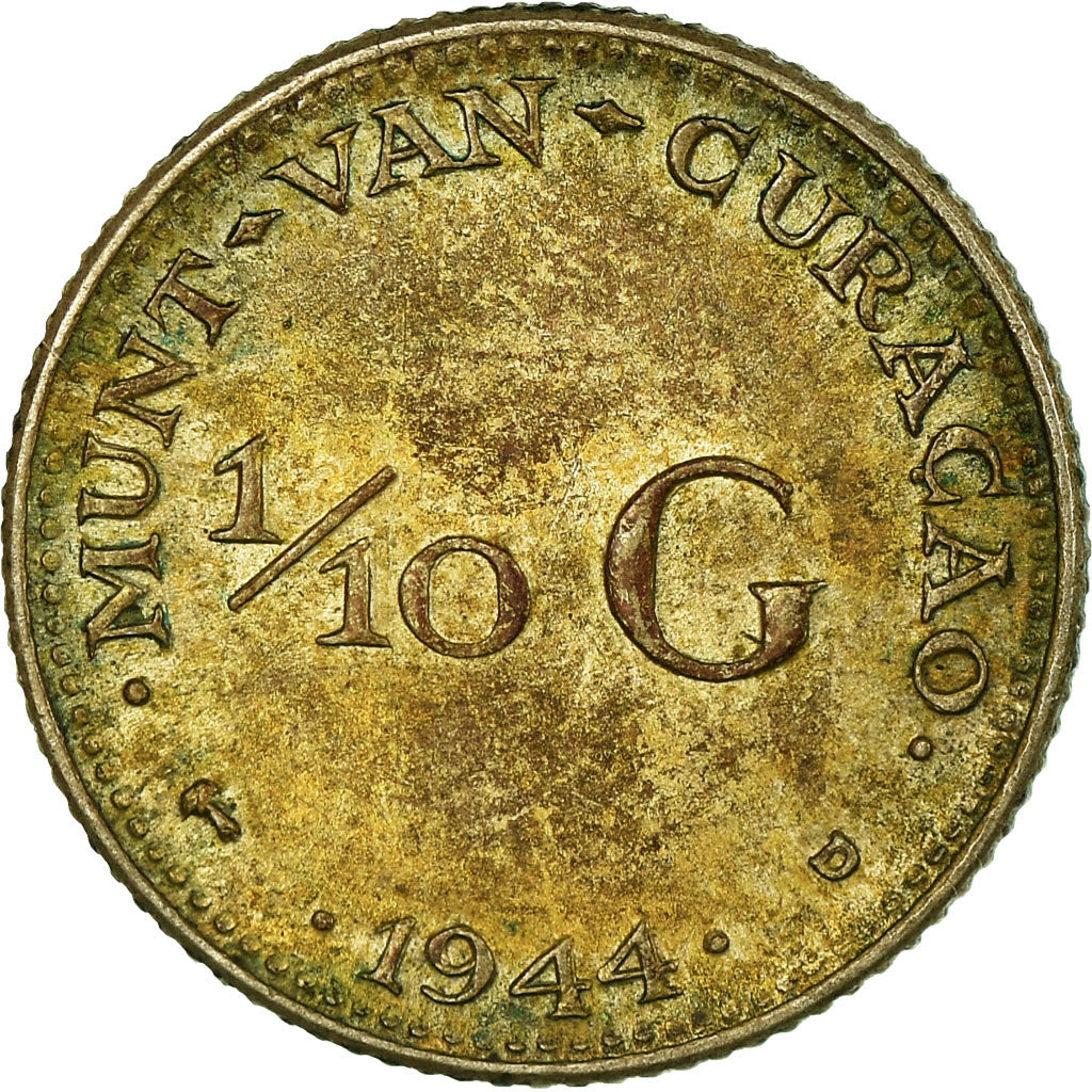 Monnaie, Curacao, 1/10 Gulden, 1944, Denver, USA, TTB, Argent, KM:43