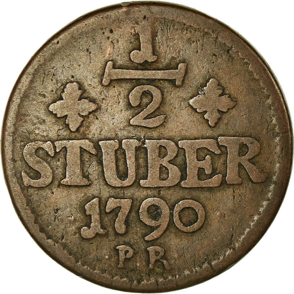 Moneta, Stati tedeschi, JULICH-BERG, Karl Theodor, 1/2 Stüber, 1790, BB, Rame