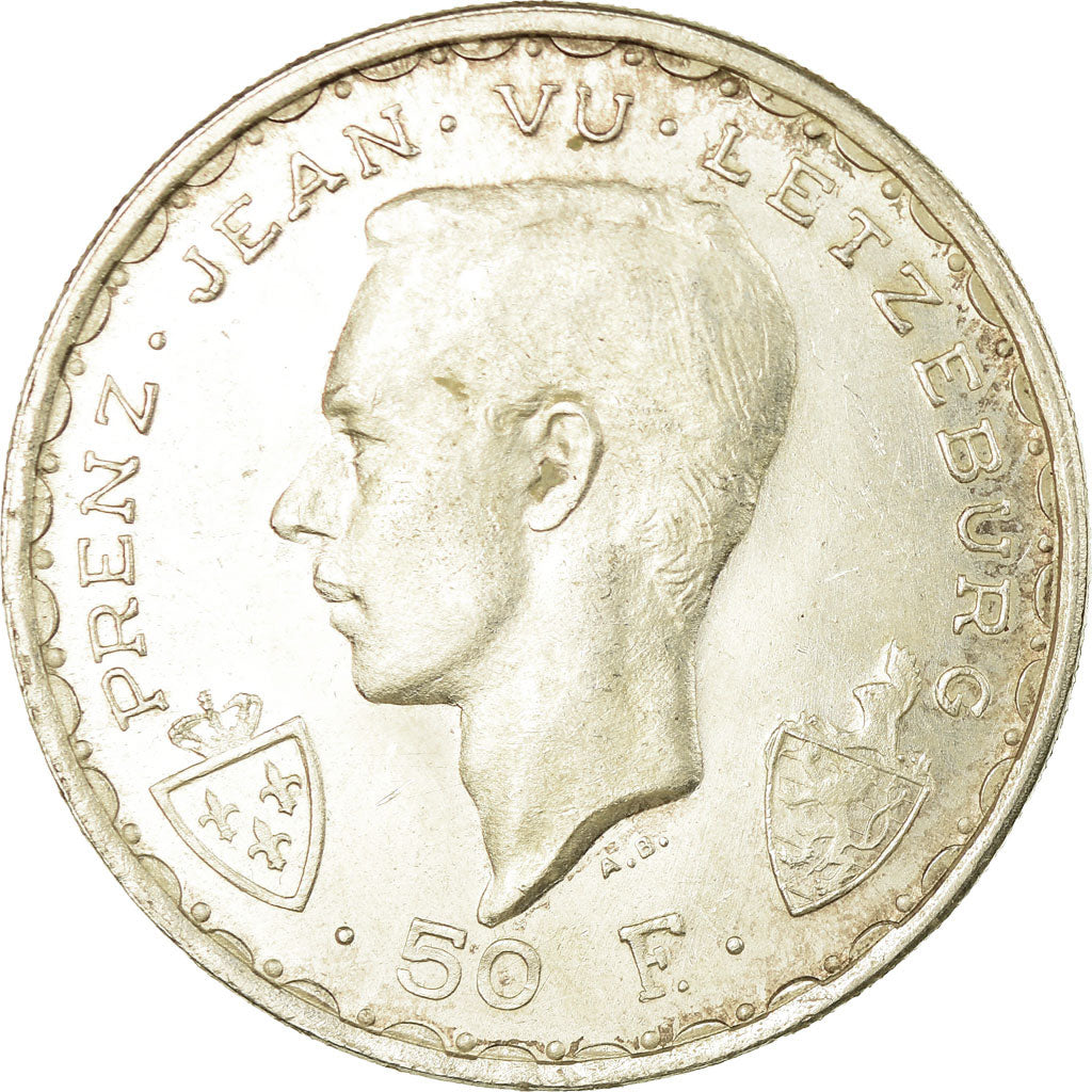 Münze, Luxemburg, Charlotte, 50 Francs, 1946, SS+, Silber, KM:48