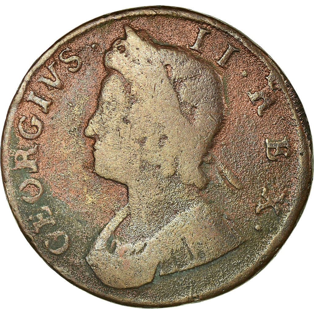 Monnaie, Grande-Bretagne, George II, 1/2 Penny, 1734, B+, Cuivre, KM:566