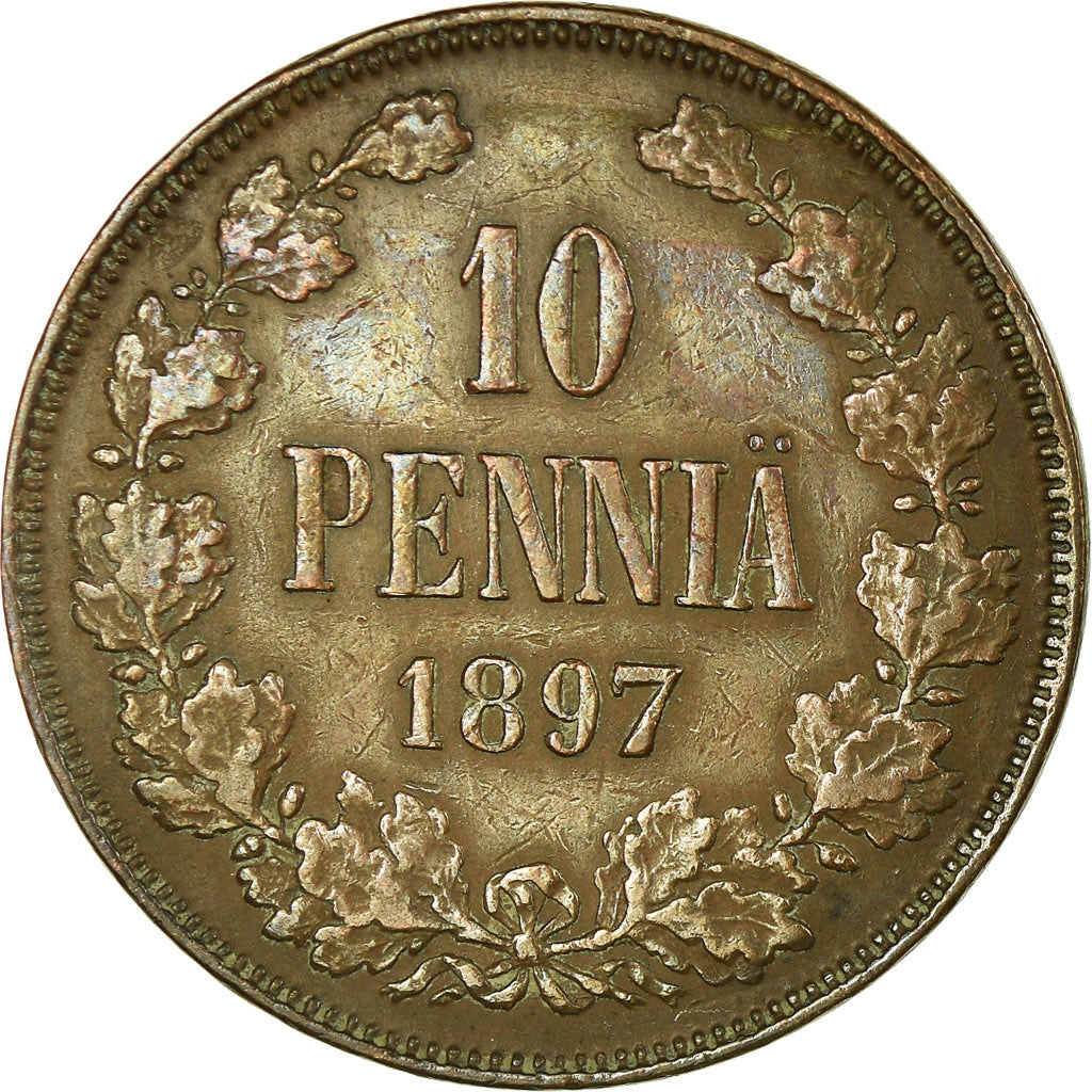 Coin, Finland, Nicholas II, 10 Pennia, 1897, EF(40-45), Copper, KM:14