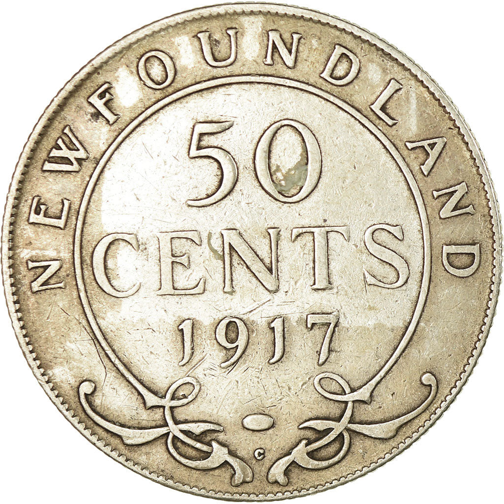 Coin, NEWFOUNDLAND, 50 Cents, 1917, Royal Canadian Mint, Ottawa, EF(40-45)