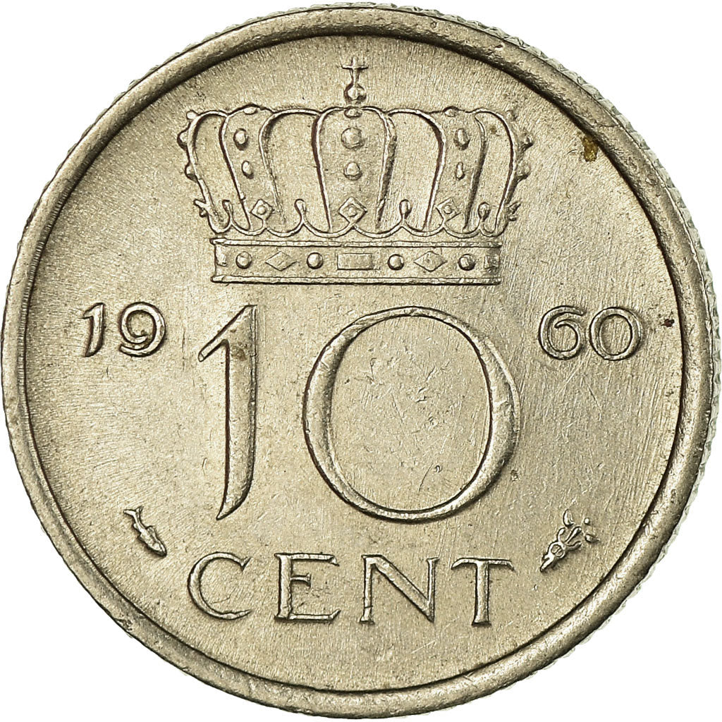 Münze, Niederlande, Juliana, 10 Cents, 1960, S+, Nickel, KM:182
