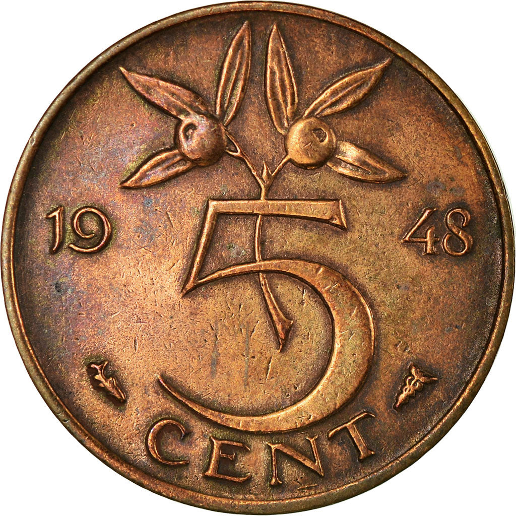 Monnaie, Pays-Bas, Wilhelmina I, 5 Cents, 1948, TTB+, Bronze, KM:176