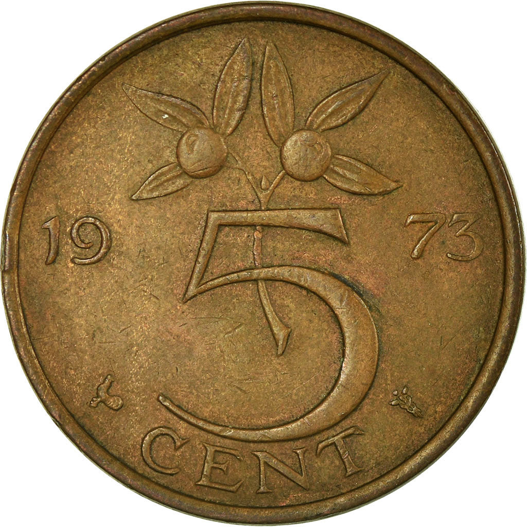 Coin, Netherlands, Juliana, 5 Cents, 1973, VF(30-35), Bronze, KM:181