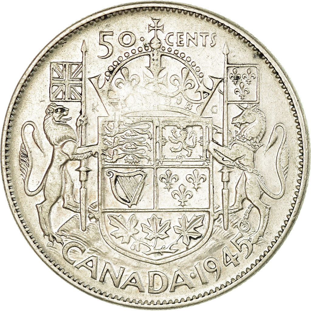 Monnaie, Canada, George VI, 50 Cents, 1945, Royal Canadian Mint, Ottawa, TB+