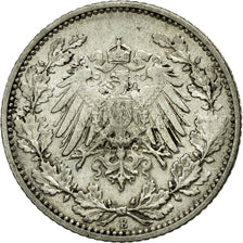 Coin, GERMANY - EMPIRE, 1/2 Mark, 1911, Muldenhütten, AU(50-53), Silver, KM:17