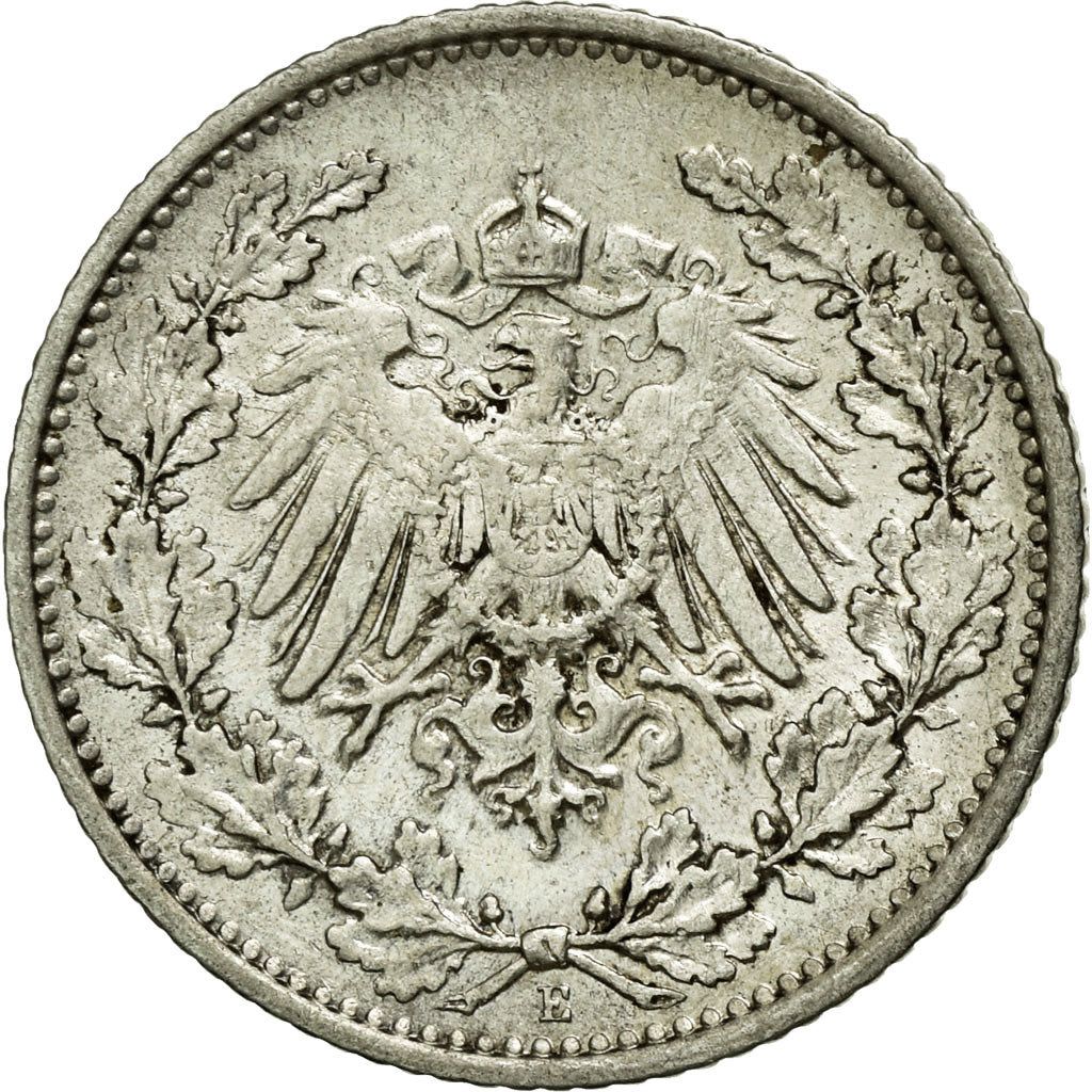 Monnaie, GERMANY - EMPIRE, 1/2 Mark, 1912, Muldenhütten, TTB+, Argent, KM:17