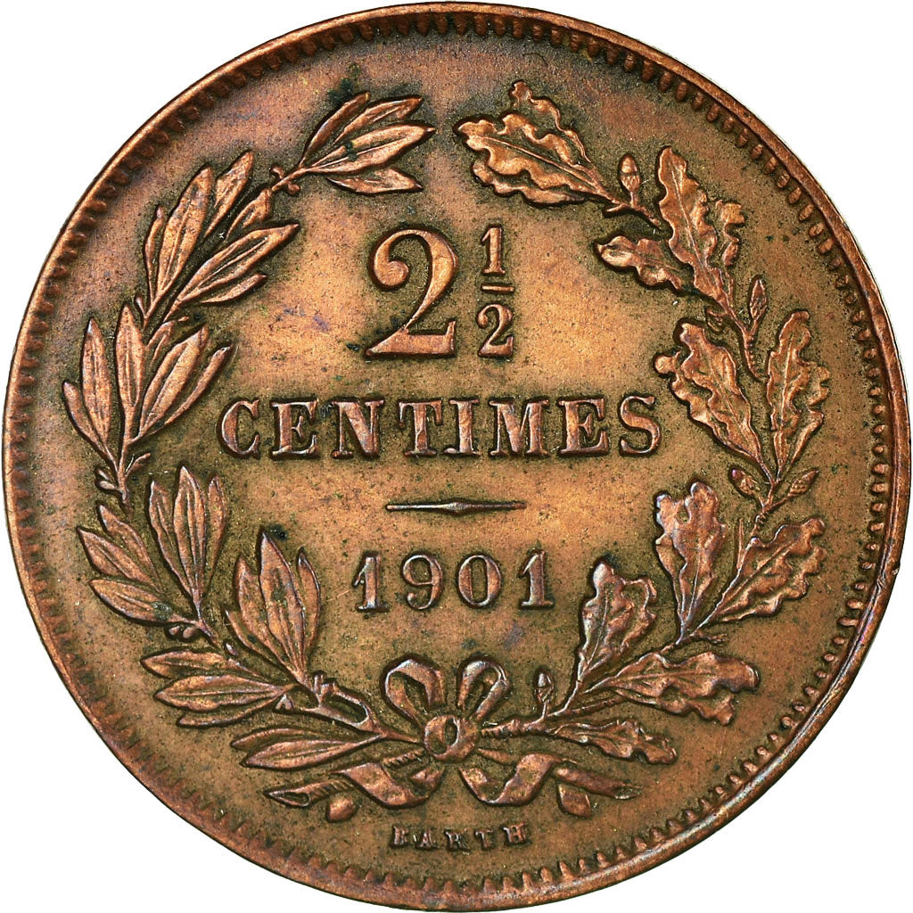 Coin, Luxembourg, William III, 2-1/2 Centimes, 1901, Utrecht, EF(40-45), Bronze