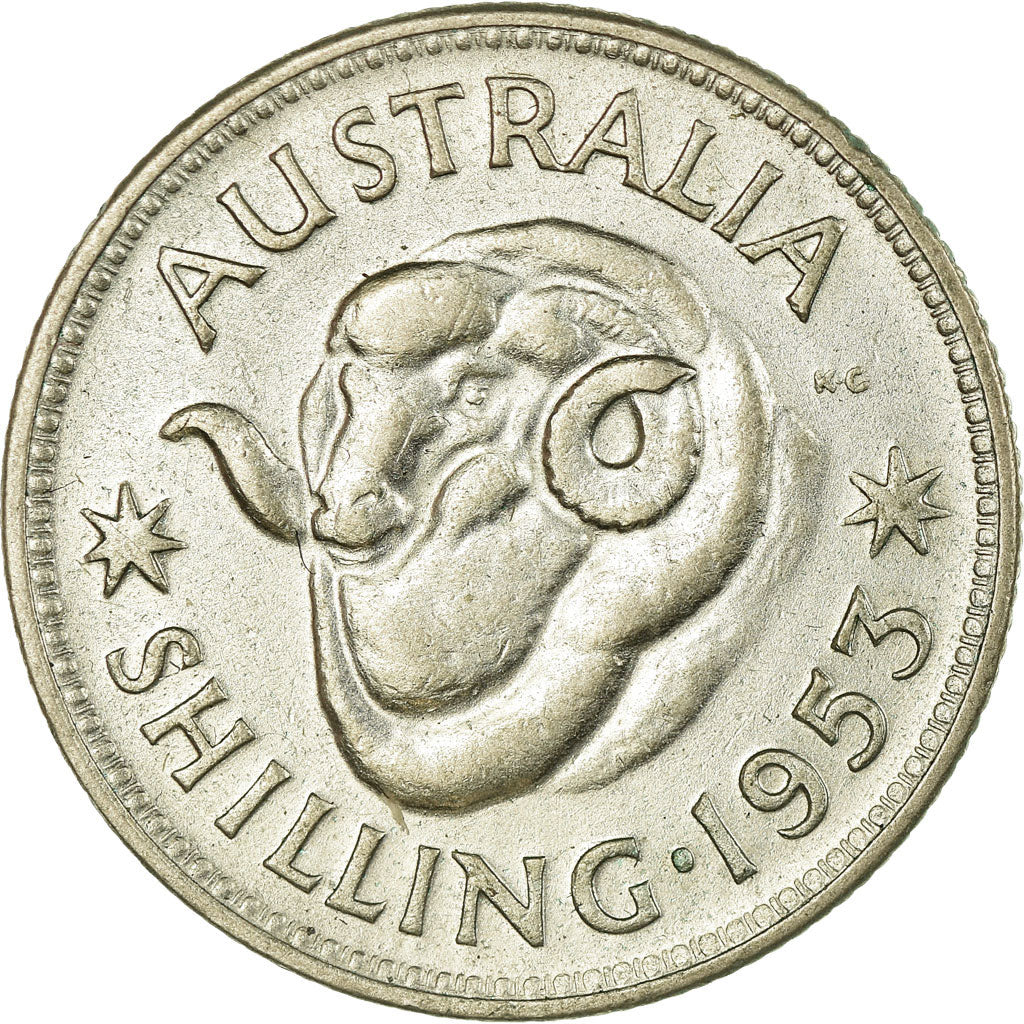 Coin, Australia, Elizabeth II, Shilling, 1953, Melbourne, EF(40-45), Silver