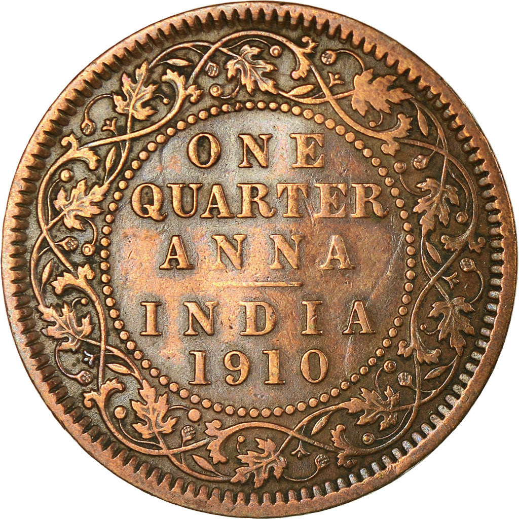 Moneta, INDIA - BRITANNICA, Edward VII, 1/4 Anna, 1910, Calcutta, MB+, Bronzo