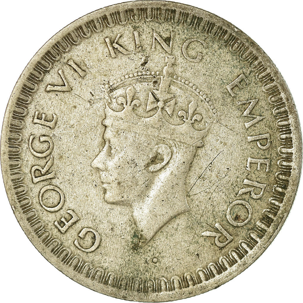 Coin, INDIA-BRITISH, George VI, 1/2 Rupee, 1943, VF(20-25), Silver, KM:552