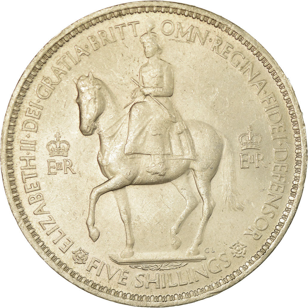 Münze, Großbritannien, Elizabeth II, Crown, 1953, SS+, Copper-nickel, KM:894