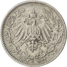 GERMANY - EMPIRE, 1/2 Mark, 1908, Muldenhütten, KM #17, AU(50-53), Silver, 20,..