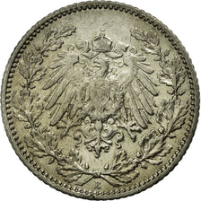 Coin, GERMANY - EMPIRE, 1/2 Mark, 1908, Muldenhütten, EF(40-45), Silver, KM:17