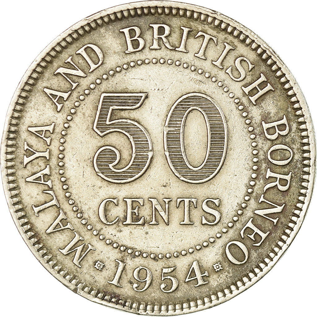 Monnaie, MALAYA & BRITISH BORNEO, 50 Cents, 1954, TB, Copper-nickel, KM:4.1