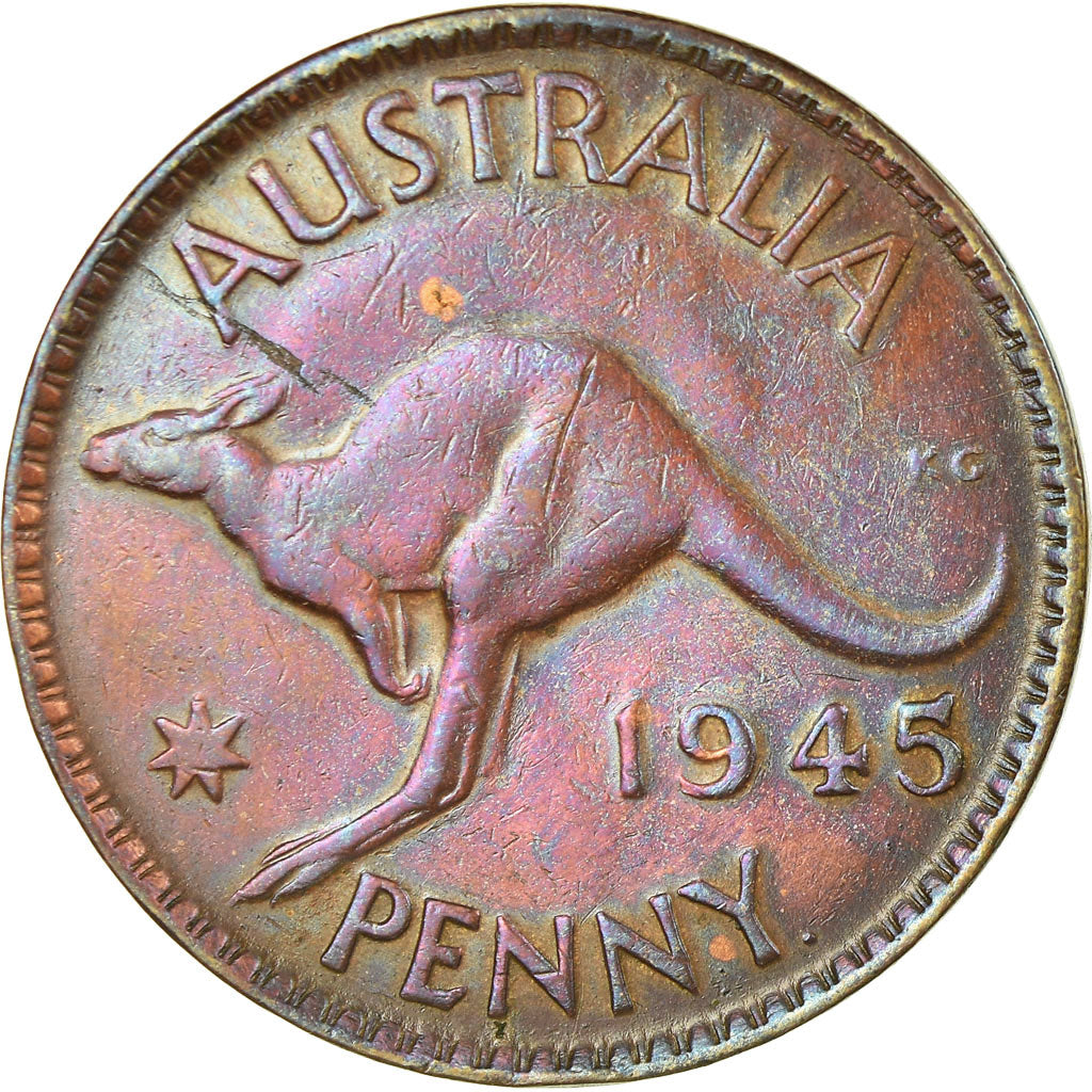 Coin, Australia, George VI, Penny, 1945, EF(40-45), Bronze, KM:36