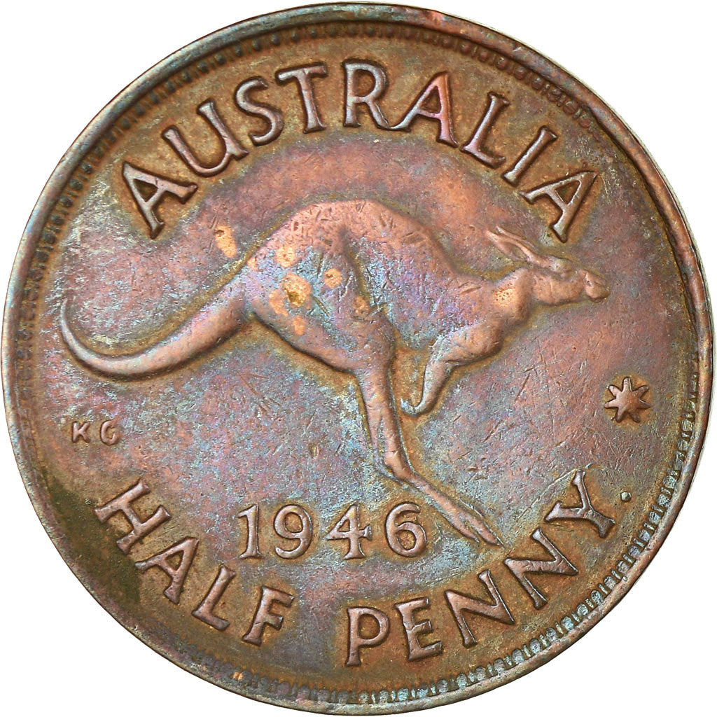 Coin, Australia, George VI, 1/2 Penny, 1946, EF(40-45), Bronze, KM:41
