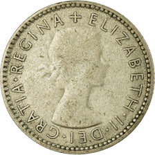 Coin, Australia, Elizabeth II, Sixpence, 1954, Melbourne, VF(20-25), Silver