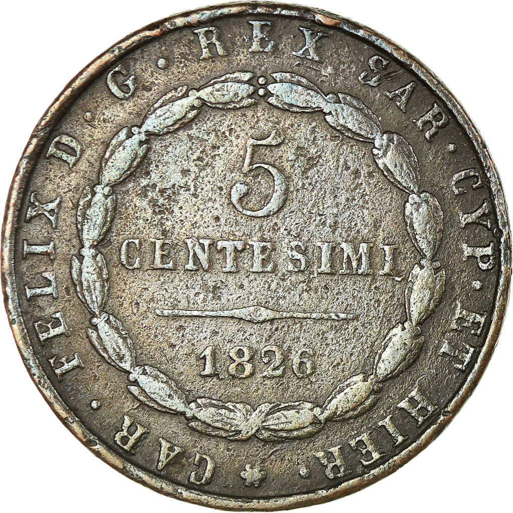 Coin, ITALIAN STATES, SARDINIA, Carlo Felice, 5 Centesimi, 1826, Torino