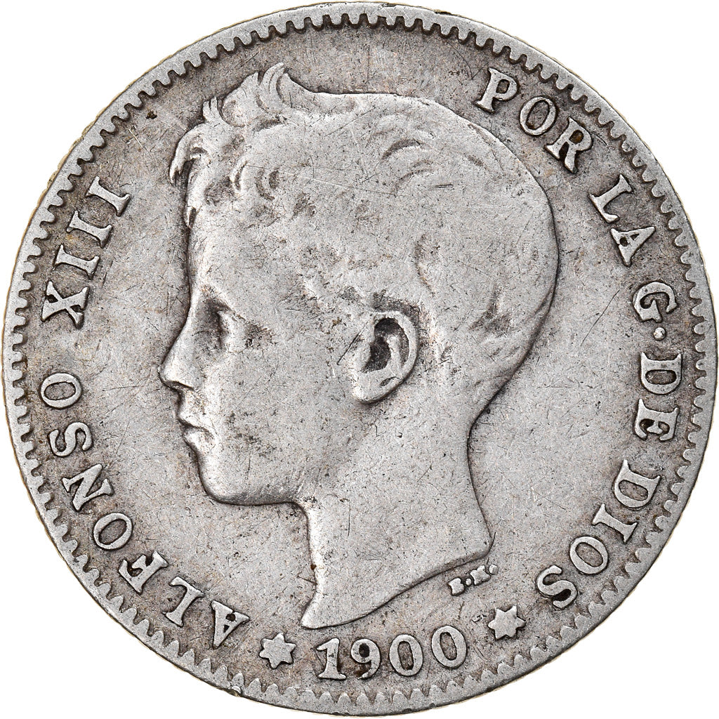 Coin, Spain, Alfonso XIII, Peseta, 1900, VF(20-25), Silver, KM:706