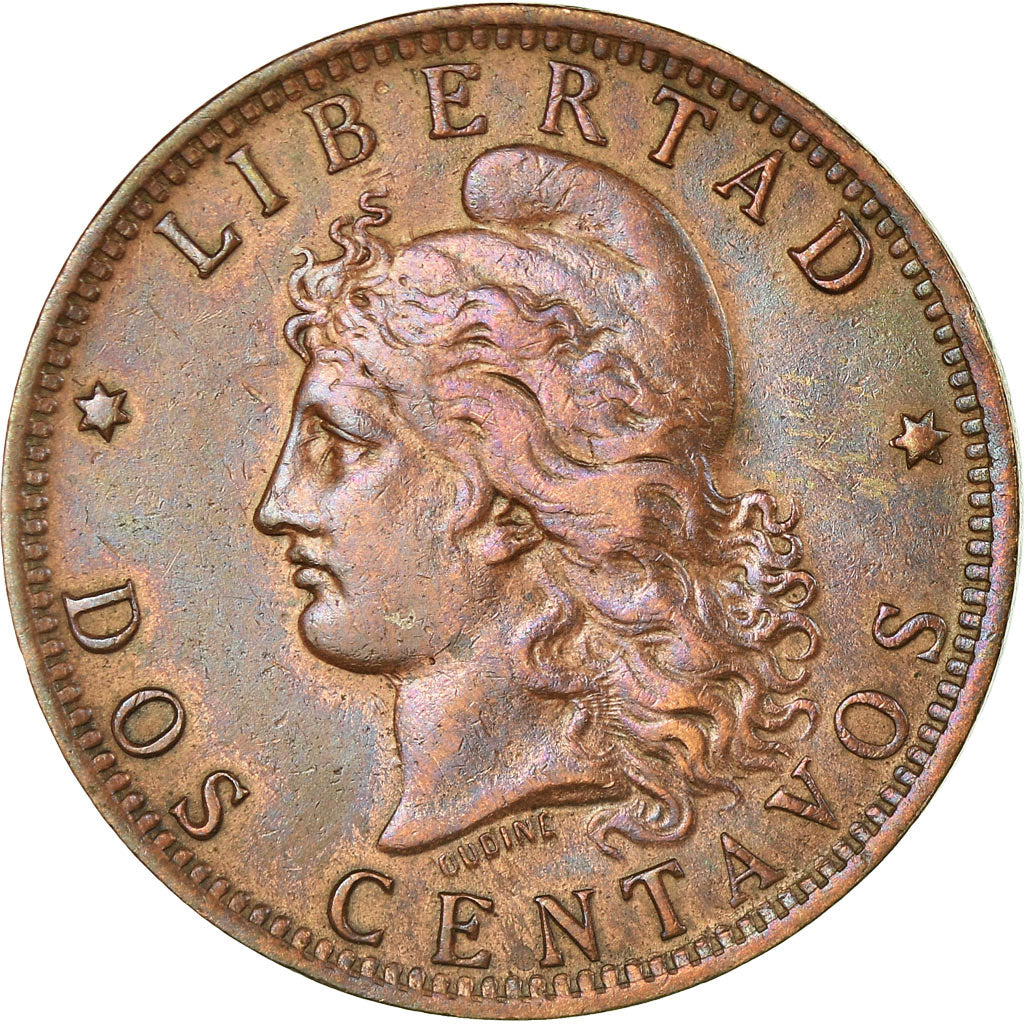 Coin, Argentina, 2 Centavos, 1891, AU(50-53), Bronze, KM:33