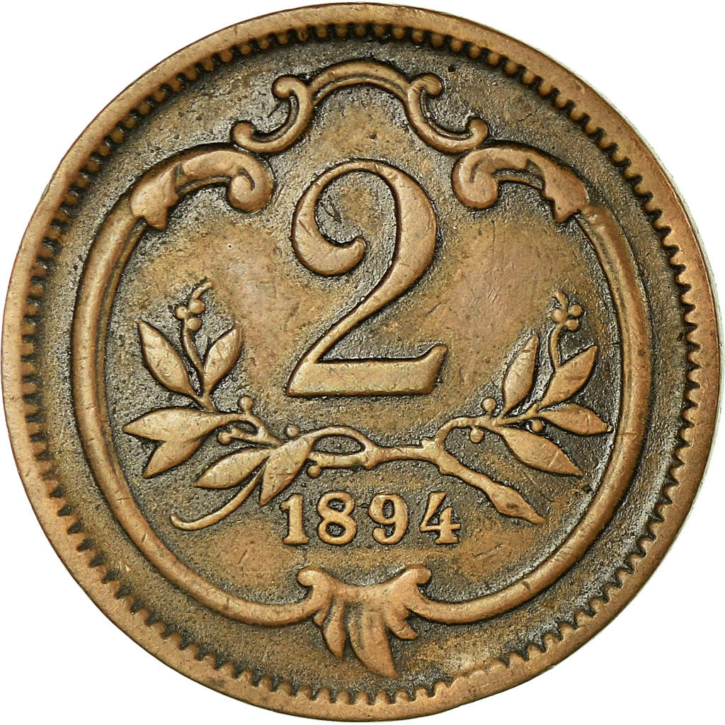 Moneta, Austria, Franz Joseph I, 2 Heller, 1894, BB, Bronzo, KM:2801