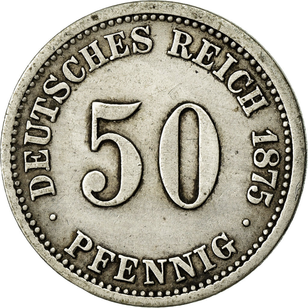 Coin, GERMANY - EMPIRE, Wilhelm I, 50 Pfennig, 1875, Frankfurt, EF(40-45)