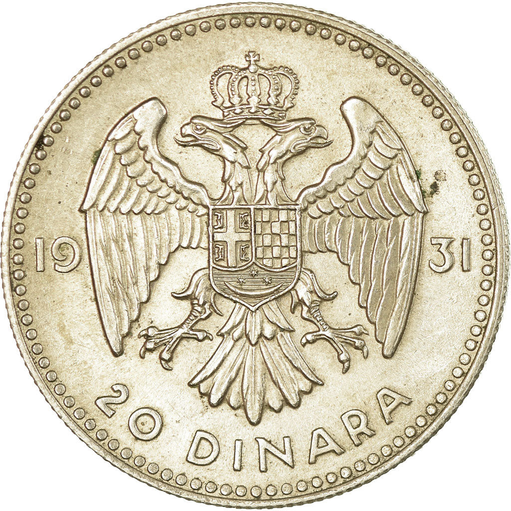 Coin, Yugoslavia, Alexander I, 20 Dinara, 1931, EF(40-45), Silver, KM:11