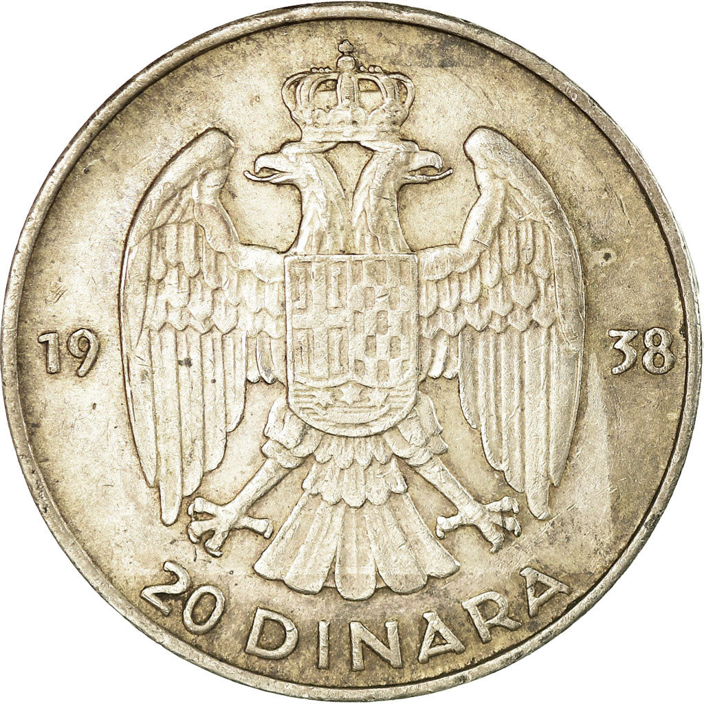 Coin, Yugoslavia, Petar II, 20 Dinara, 1938, EF(40-45), Silver, KM:23
