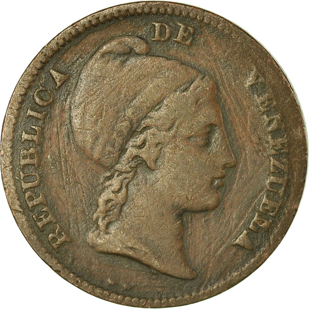 Moneda, Venezuela, 1/2 Centavo, 1843, BC+, Cobre, KM:2