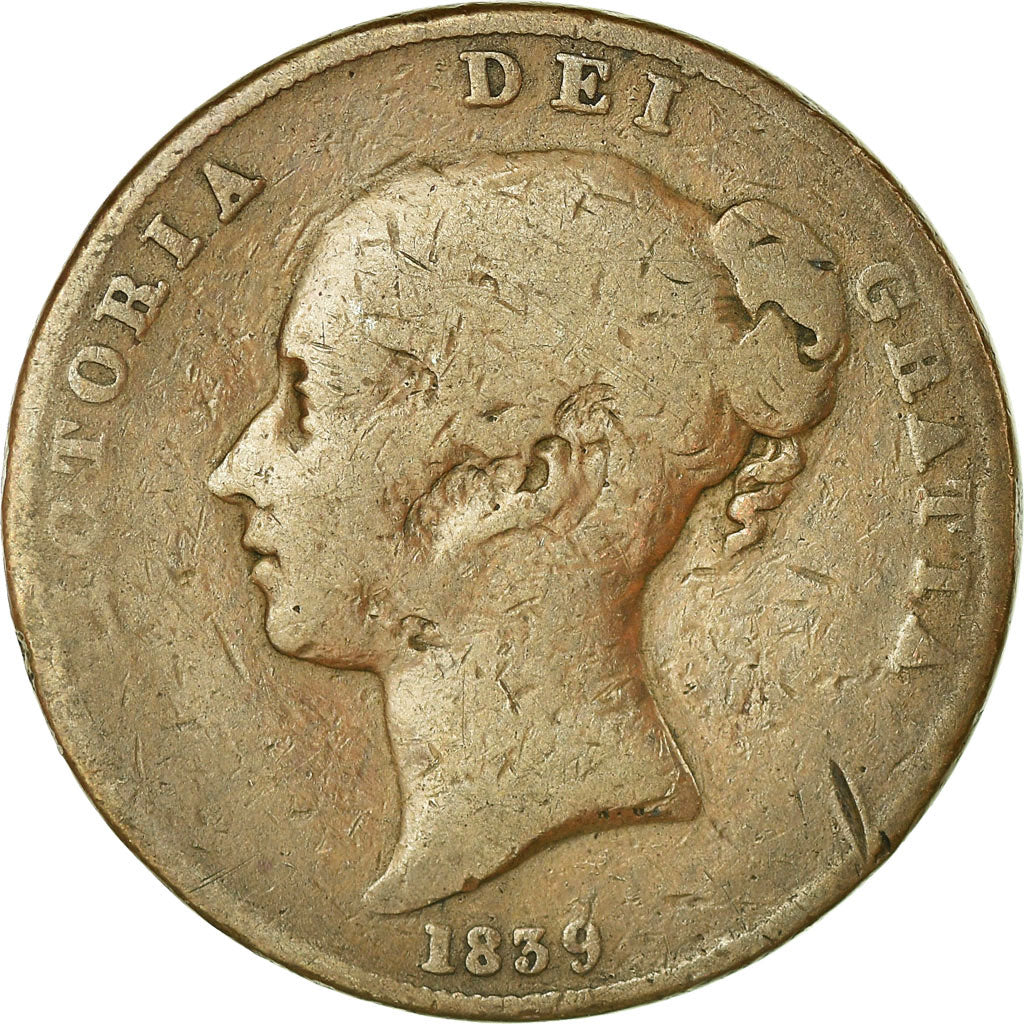 Coin, Isle of Man, Penny, 1839, F(12-15), Copper, KM:14