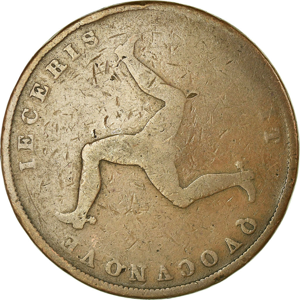 Coin, Isle of Man, Penny, 1839, F(12-15), Copper, KM:14