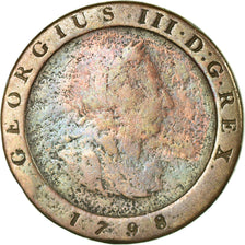 Coin, Isle of Man, 1/2 Penny, 1798, VF(20-25), Copper, KM:10