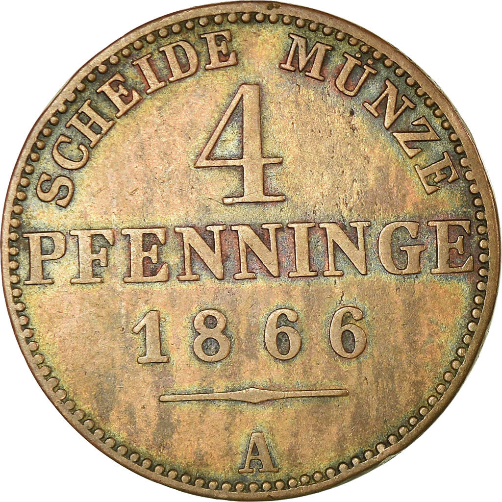 Coin, German States, PRUSSIA, Wilhelm I, 4 Pfennig, 1866, Berlin, EF(40-45)