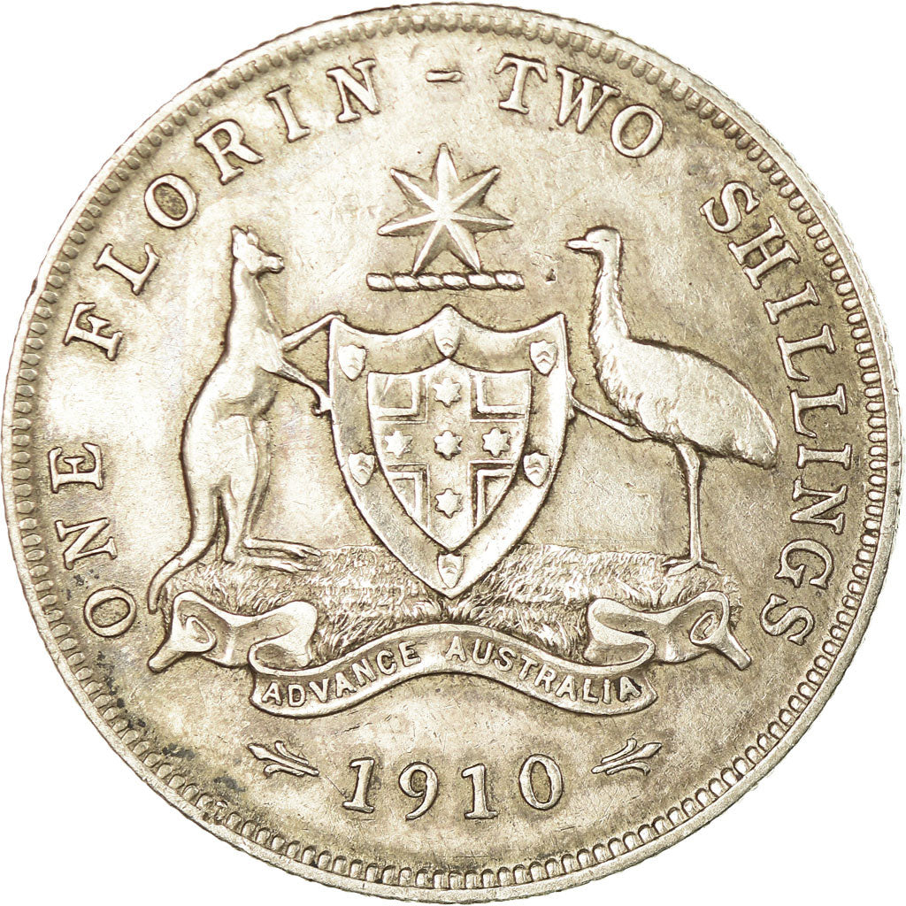 Coin, Australia, Edward VII, Florin, 1910, London, VF(30-35), Silver, KM:21