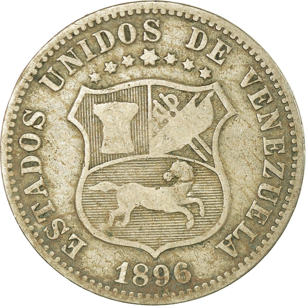 Coin, Venezuela, 12-1/2 Centimos, 1896, VF(30-35), Copper-nickel, KM:28