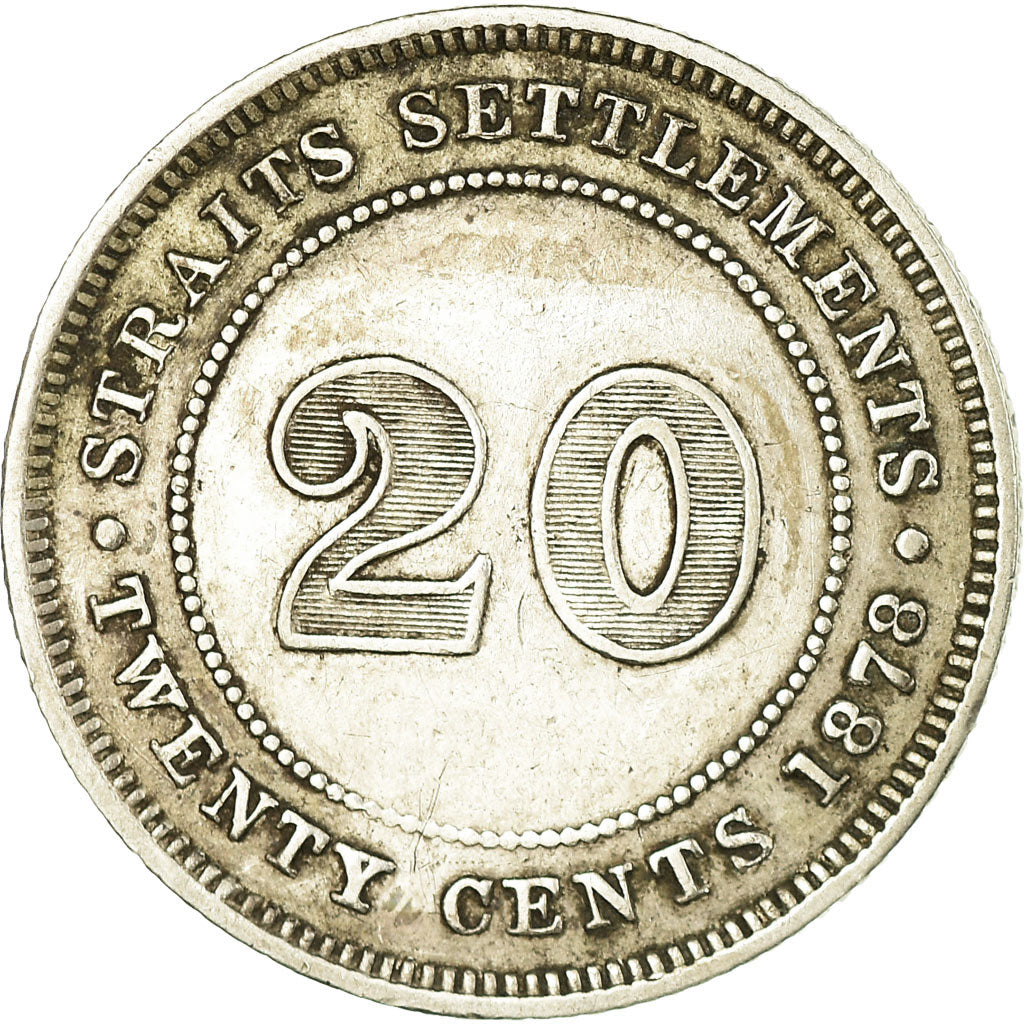 Coin, Straits Settlements, Victoria, 20 Cents, 1878, EF(40-45), Silver, KM:12