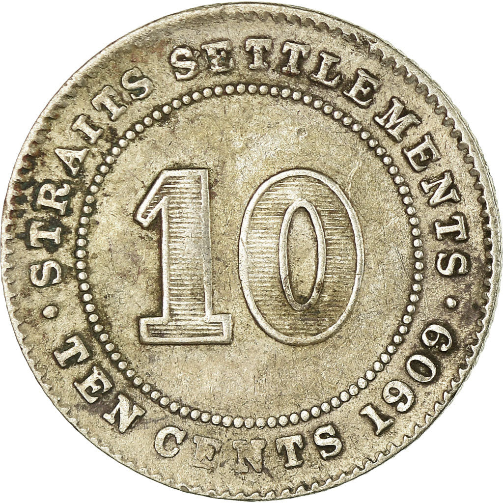Coin, Straits Settlements, Edward VII, 10 Cents, 1909, Bombay, VF(30-35)