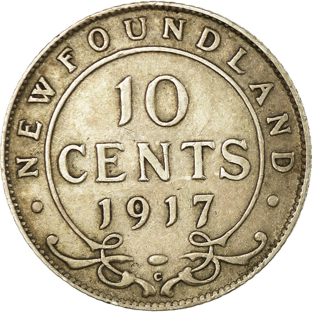Coin, NEWFOUNDLAND, 10 Cents, 1917, Royal Canadian Mint, Ottawa, EF(40-45)
