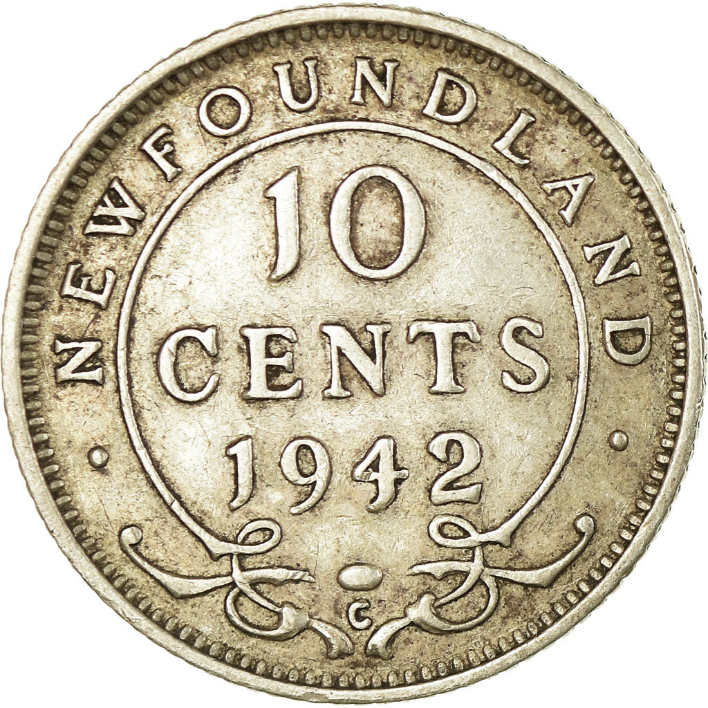 Moneta, Nowa Fundlandia, 10 Cents, 1942, Royal Canadian Mint, Ottawa, EF(40-45)