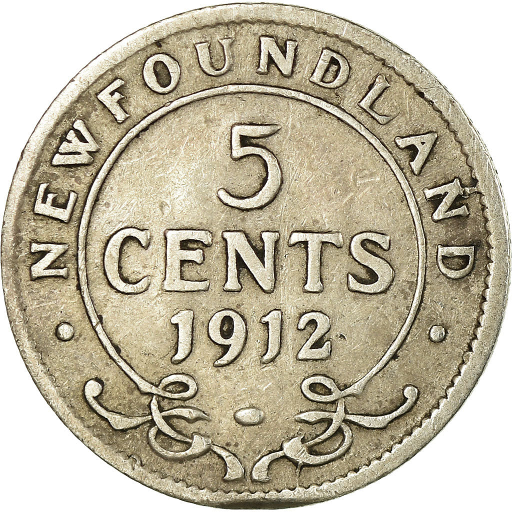Moneta, Terranova, 5 Cents, 1912, Royal Canadian Mint, Ottawa, MB, Argento