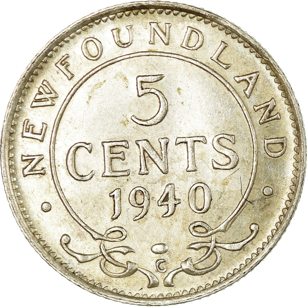Monnaie, NEWFOUNDLAND, 5 Cents, 1940, Royal Canadian Mint, Ottawa, TTB, Argent