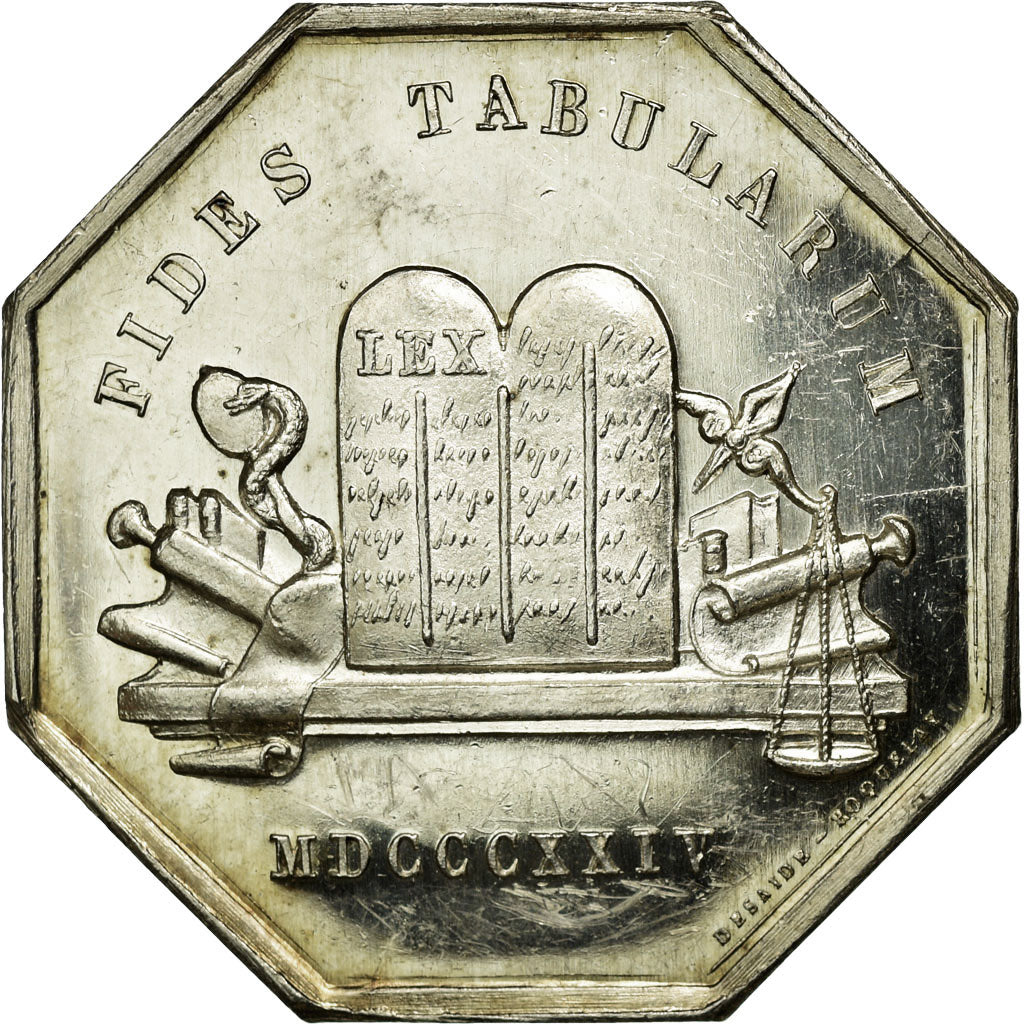 France, Token, Notary, 1824, MS(63), Silver, Lerouge:99d