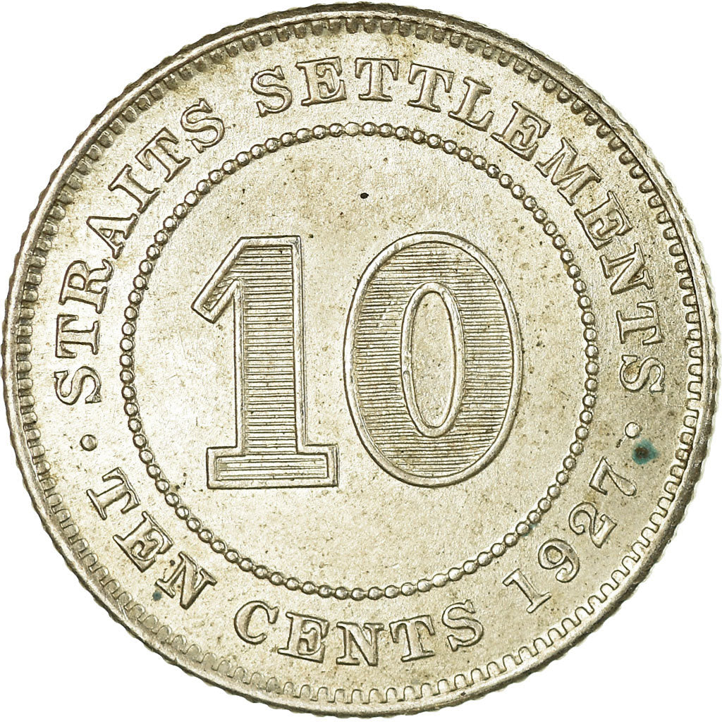 Coin, Straits Settlements, George V, 10 Cents, 1927, EF(40-45), Silver, KM:29b