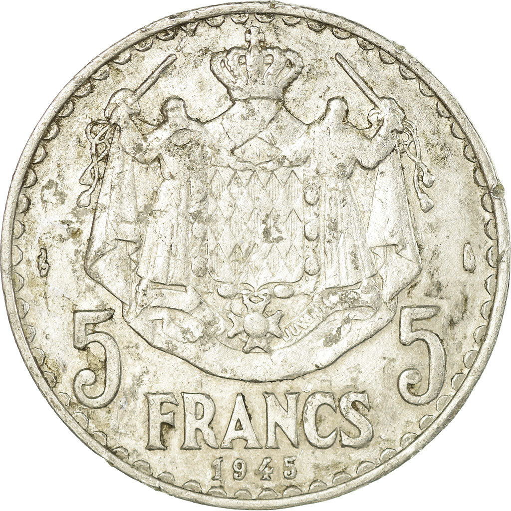 Munten, Monaco, Louis II, 5 Francs, 1945, FR, Aluminium, KM:122, Gadoury:MC135
