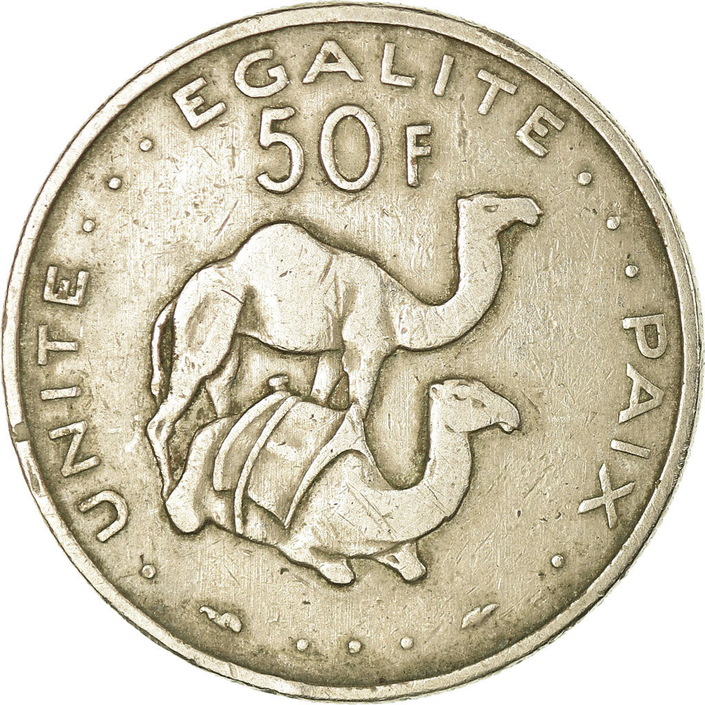 Coin, Djibouti, 50 Francs, 1977, Paris, VF(20-25), Copper-nickel, KM:25