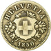 Coin, Switzerland, 20 Rappen, 1850, Strasbourg, VF(30-35), Billon, KM:7