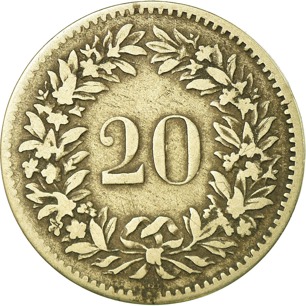 Coin, Switzerland, 20 Rappen, 1850, Strasbourg, VF(30-35), Billon, KM:7